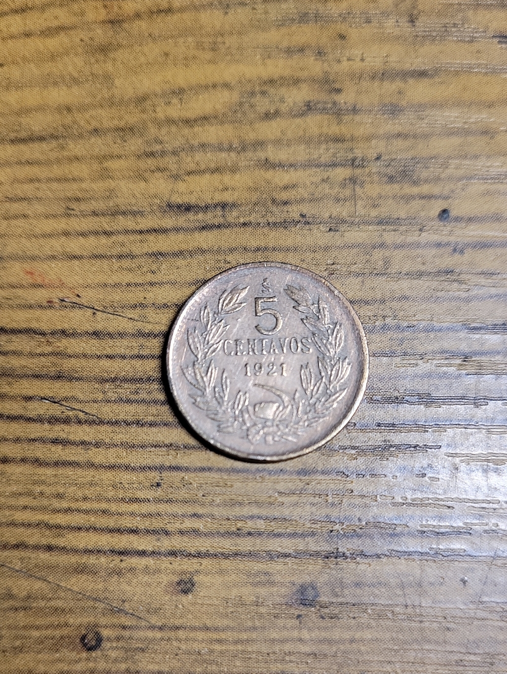 Vintage 1921 Chilean 5 Centavos Coin- Silver Tones